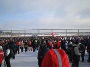Participants of large Finnish ice fishing competition Miljoonapilkki in 2005.